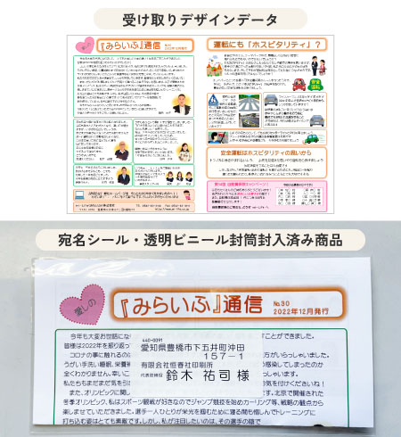 情報紙の印刷・折加工・宛名シール印刷・透明ビニール封筒封入・発送手続きまで一括対応